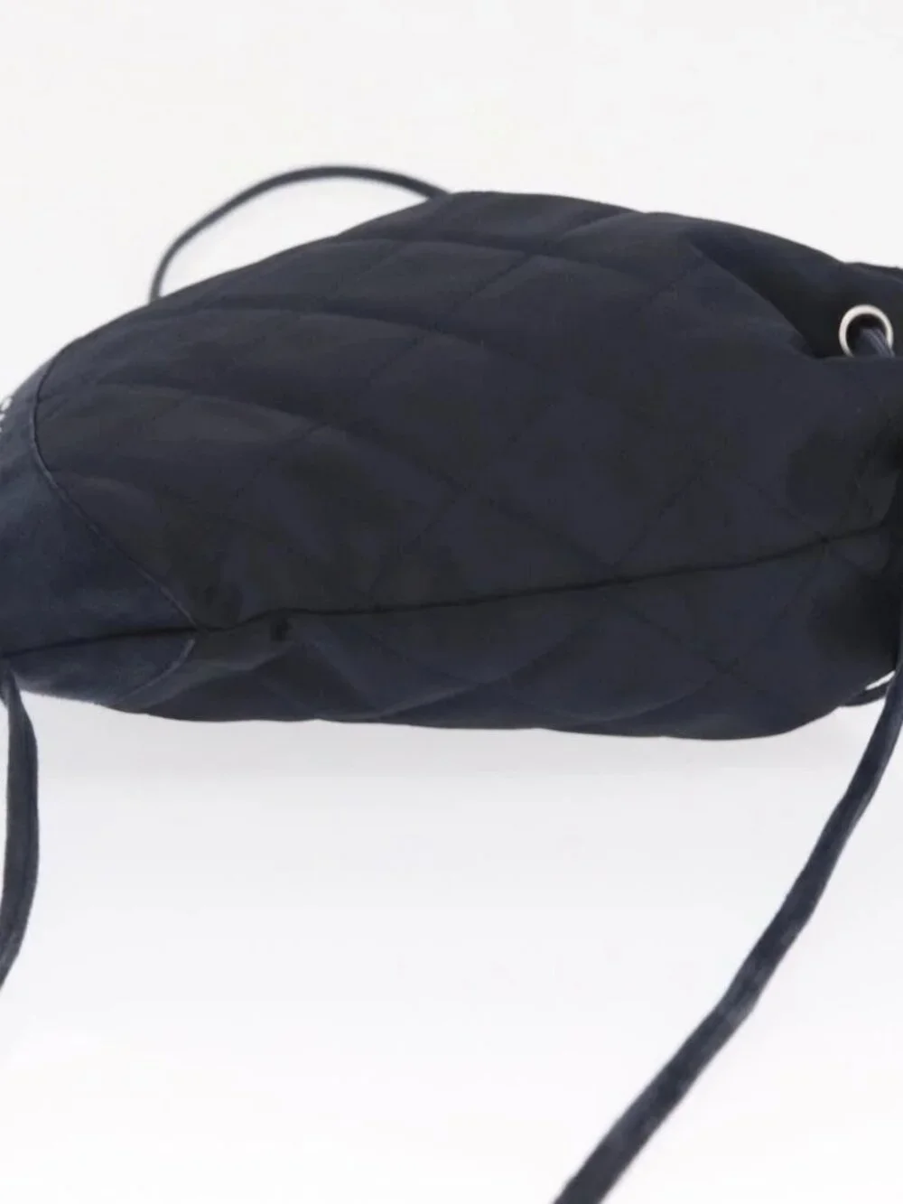 CHANEL Matelasse Backpack Satin Navy CC Auth ka1497